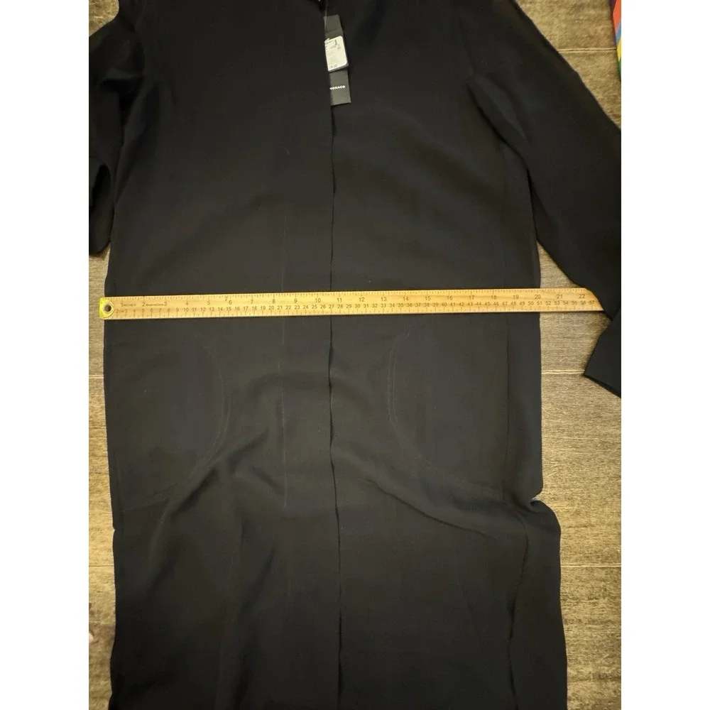 Club Monaco Sheer Long‎ Sleeve Silk Shirtdress black size 0 NWT $229 Belted